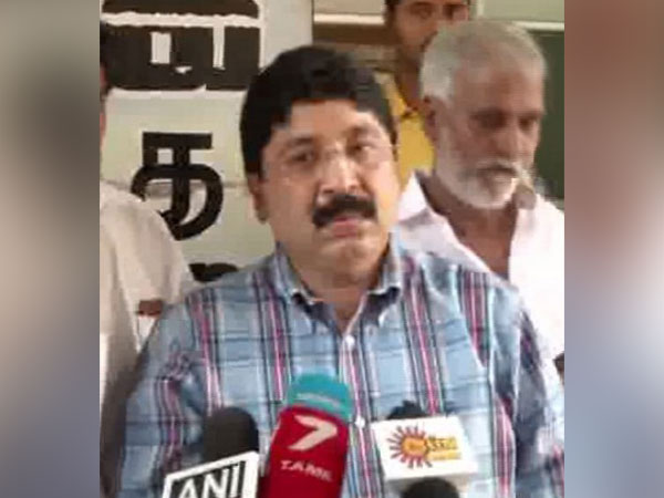DMK leader and MP Dayanidhi Maran talking to media persons at Chennai on Monday