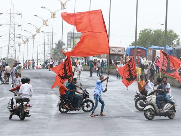 Maratha community members during demonstrations demanding quota last year. (File photo/ANI)