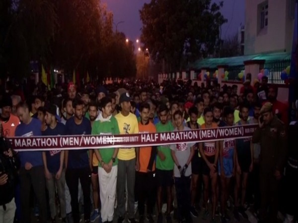Thousands of youngsters participated in the 'Run for Unity' marathon in Jammu on Sunday. Photo/ANI