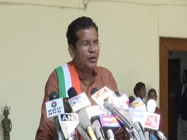 Chhattisgarh Pradesh Congress Committee (PCC) chief Mohan Markam speaking to media in Raipur on Tuesday.