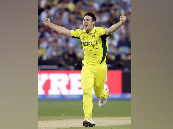 Mitchell Marsh celebrating after taking a wicket