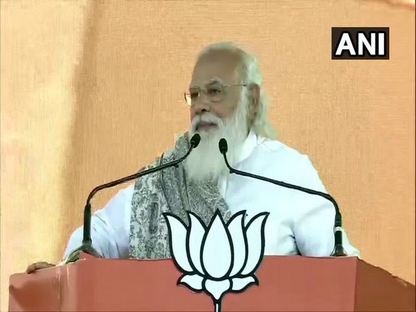 Prime Minister Narendra Modi addressing a public meeting in Haldia, West Bengal. (Photo/ANI)
