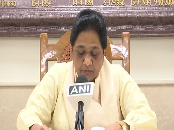 BSP chief Mayawati speaking at a press conference in Lucknow on Monday. Photo/ANI