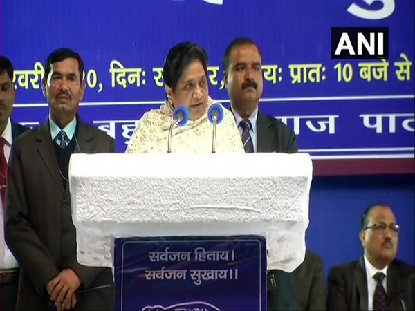 BSP chief Mayawati addressing election rally in New Delhi on Monday