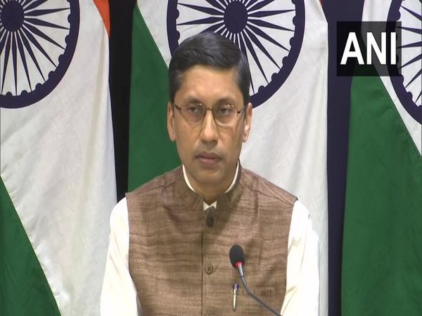 MEA spokesperson Arindam Bagchi speaking at a media briefing on Friday.