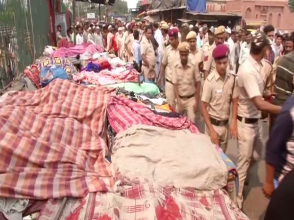 An anti-encroachment drive conducted at Meena Bazar on Saturday