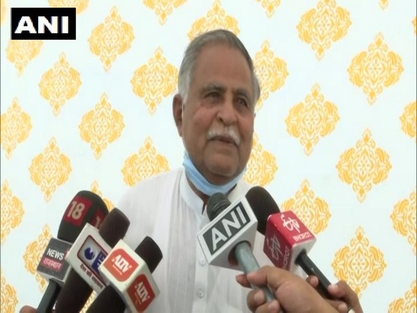 Congress MLA Ramnarayan Meena speaking to media in Jaipur on Monday. (Photo/ANI)
