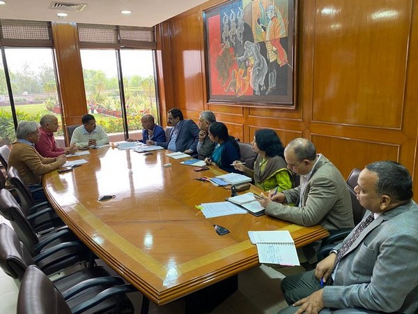 Chief Minister Arvind Kejriwal with the other ministers in the meeting on Thursday. Photo/ANI