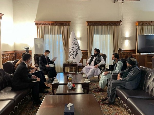 Taliban's foreign minister met Wang Yu, Chinese Ambassador to Kabul. (Photo Credit: Abdul Qahar Balkhi Twitter)