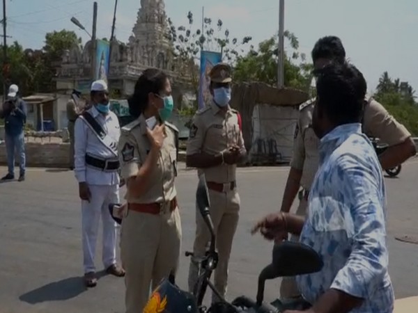 Andhra Pradesh Police tightens noose around those violating lockdown in the state. Photo/ANI