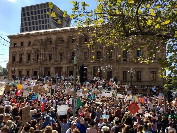 Students protesting against inaction over climate change in Melbourne, Australia on March 15
