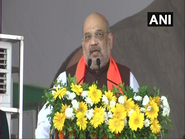 Union Home Minister Amit Shah addressing a rally at the Kerakalmatti village of Bagalkot, Karnataka. (Photo/ANI)