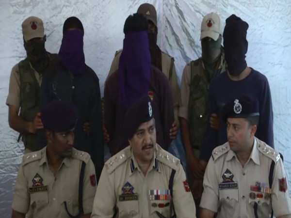 Jammu and Kashmir Police arrested three terrorists from Budgam district on Sunday. Photo/ANI