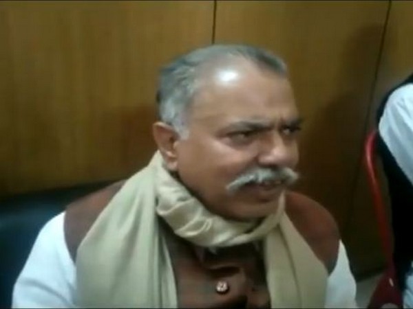Uttar Pradesh minister Ranvendra Pratap Singh speaking to media persons in Barabaki. 