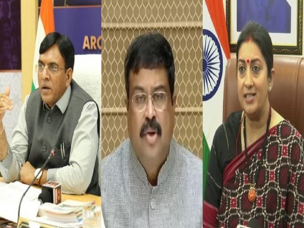 Union Ministers Mansukh Mandaviya, Dharmendra Pradhan and Smriti Irani (File Photos)