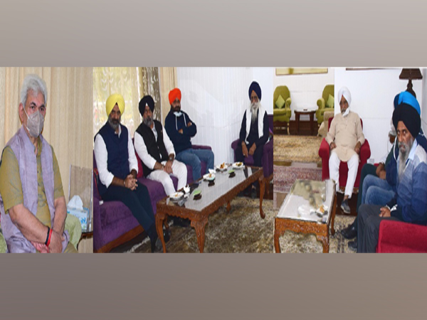 Visuals of meeting of Jammu and Kashmir LG Manoj Sinha and Delhi Sikh Gurdwara Management Committee (File Photo)
