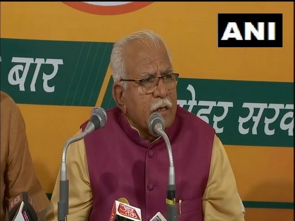 Haryana Chief Minister Manohar Lal Khattar speaking to reporters in Chandigarh on Saturday. Photo/ANI