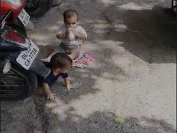 The two children abandoned at the Commissioner's office at 5 Shyamnath Marg. 