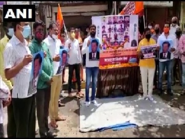 A visual of the MNS workers protesting against China in Mumbai on Monday. 
