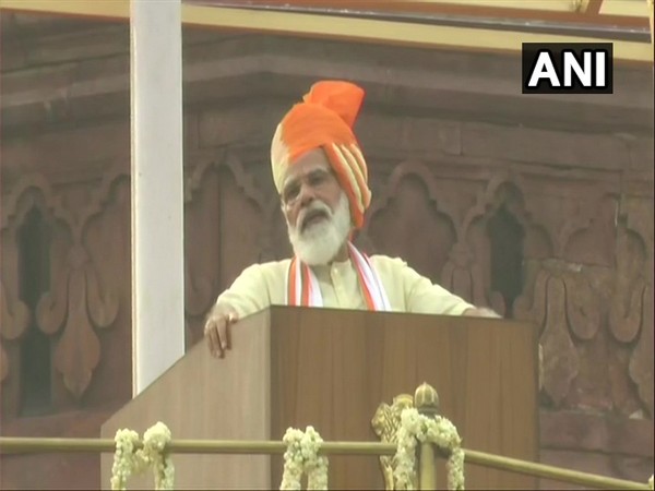Prime Minister Narendra Modi addressing the natin from ramparts of Red Fort. (Photo/ANI)