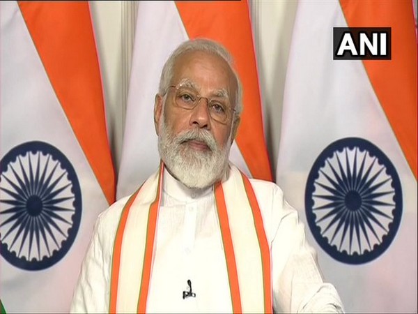 Prime Minister Narendra Modi addressing the annual session of Confederation of Indian Industry (CII) via video conference in New Delhi on Tuesday. [Photo/ANI]
