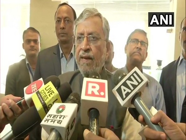 Bihar Deputy Chief Minister Sushil Modi speaking to reporters in Patna on Saturday. 