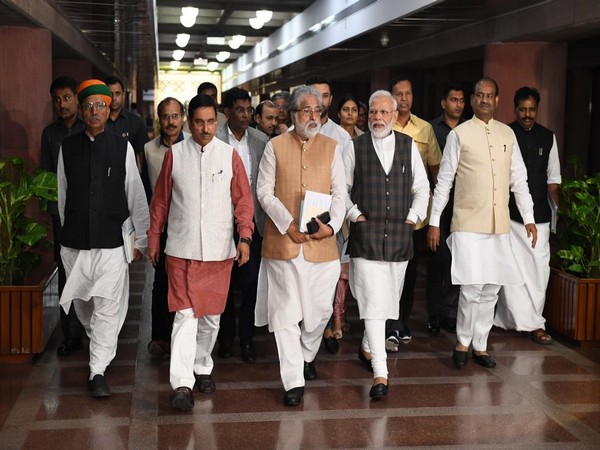 Prime Minister Narendra Modi coming out of an all-party meeting on Saturday. Photo/ANI