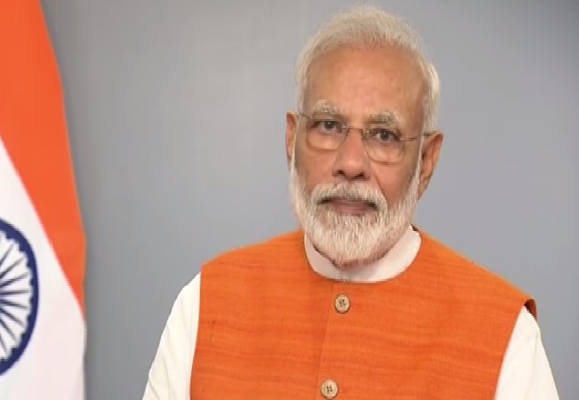 Prime Minister Narendra Modi speaking at an event through video conferencing in New Delhi on Friday.