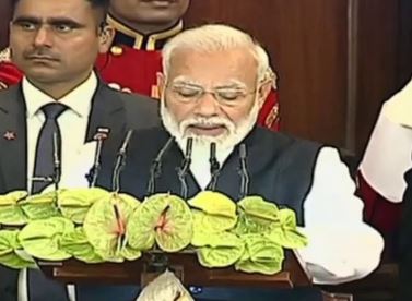 Prime Minister Narendra Modi speaking at joint session of Parliament on Tuesday. Photo/LSTV