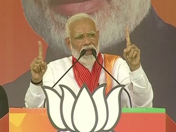 Prime Minister Narendra Modi addressing a rally in Bhadohi, Uttar Pradesh, on Sunday. Photo/ANI