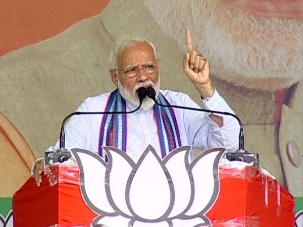 Prime Minister Narendra Modi addressing a rally in Basti on Saturday. Photo/ANI