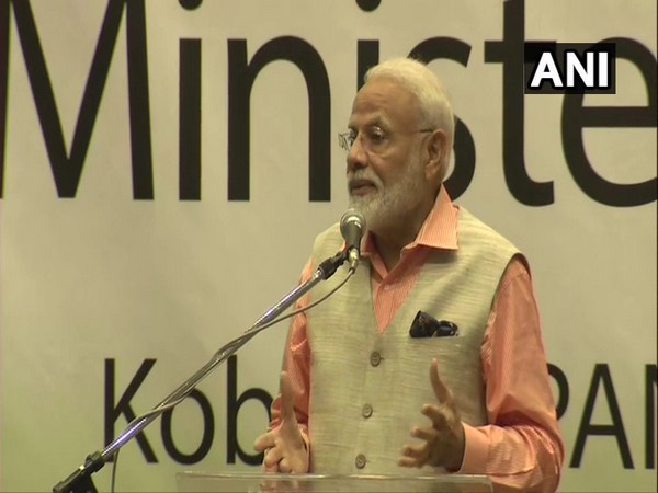 Prime Minister Narendra Modi addressing Indian diaspora in Japanese city of Kobe on Thursday. (Photo/ANI)
