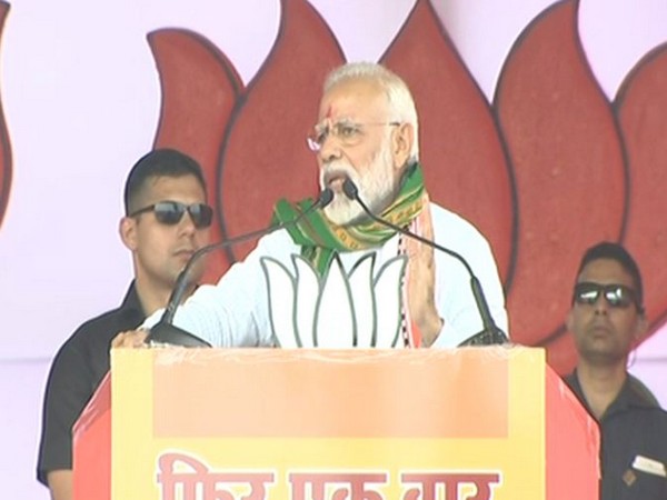 Prime Minister Narendra Modi addressing an election rally in Udaipur, Tripura, on Sunday. Photo/ANI