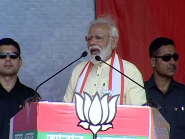 Prime Minister Narendra Modi addressing a rally in Birbhumi on Wednesday. Photo/ANI