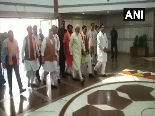 Prime Minister Narendra Modi arrives to attend 'Abhyas Varga'. 