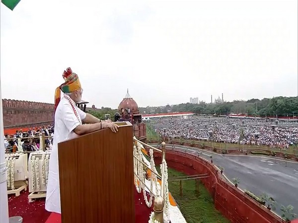 Prime Minister Narendra Modi addresses nation on the occasion of 73rd Independence Day. [Photo/ANI]