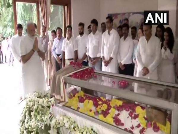 Prime Minister Narendra Modi at Ram Jethmalani's residence on Sunday. Photo/ANI