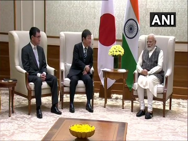 PM Modi met Japan's Foreign Minister Toshimitsu Motegi and Defence Minister Taro Kono in New Delhi on Saturday