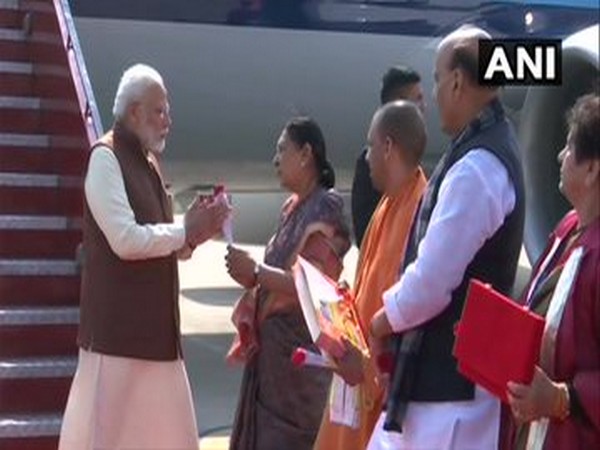 Prime Minister Narendra Modi arrives in Lucknow where he will preside over the inaugural ceremony of the DefExpo 2020 today.