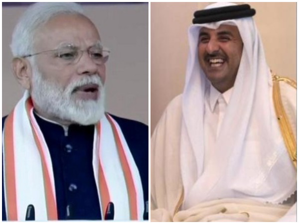 File photos of PM Modi (L) and Emir of Qatar (R)