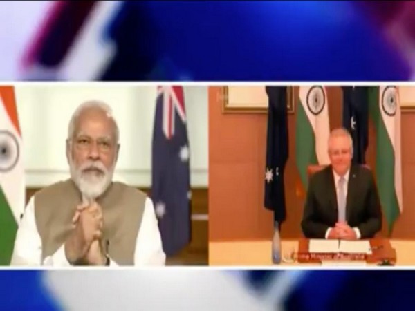 Indian PM Modi(left) and Australian PM Morrison(right) in the summit