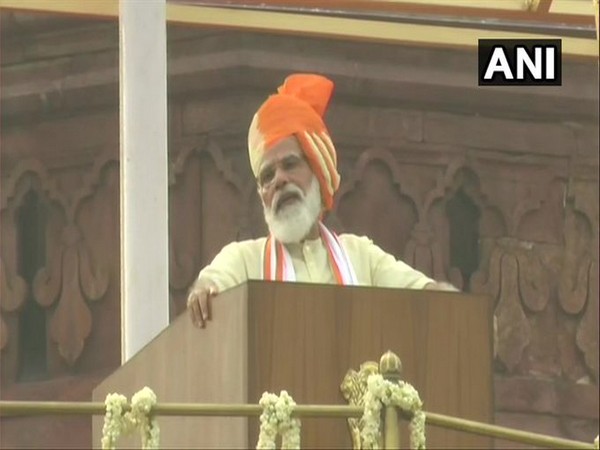 PM Modi delivering his seventh consecutive Independence Day speech from the iconic Red Fort. [Photo/ANI]
