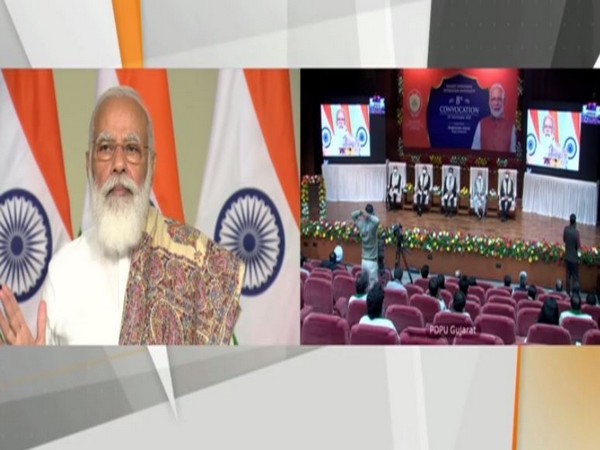 Prime Minister Narendra Modi addressing students at the convocation of Pandit Deendayal Petroleum University