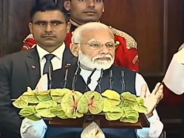 Prime Minister Narendra Modi addressing a joint session of Parliament on Tuesday. Photo/LSTV