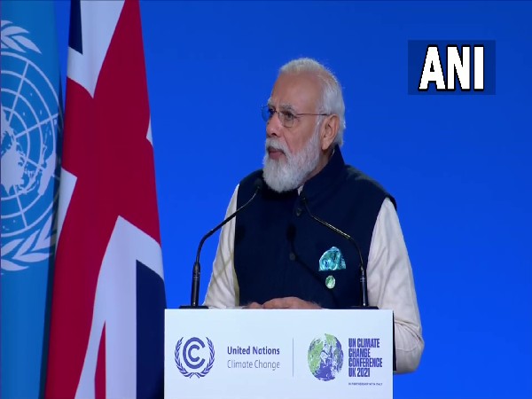 Prime Minister Narendra Modi speaking at COP26.