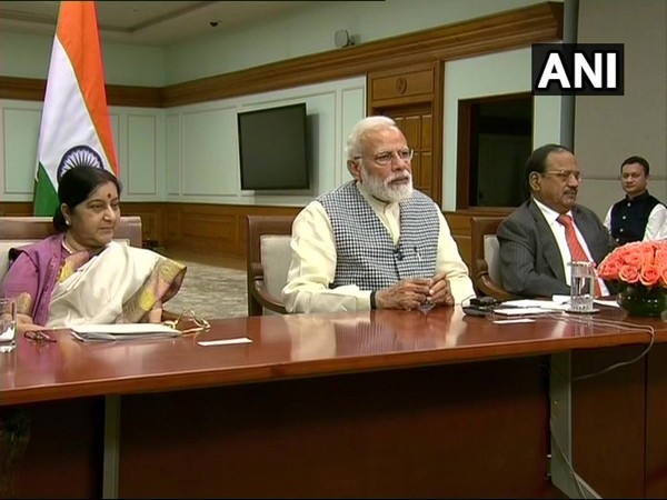 The India side, led by Prime Minister Narendra Modi, during the joint inauguration with Bangladesh on March 11