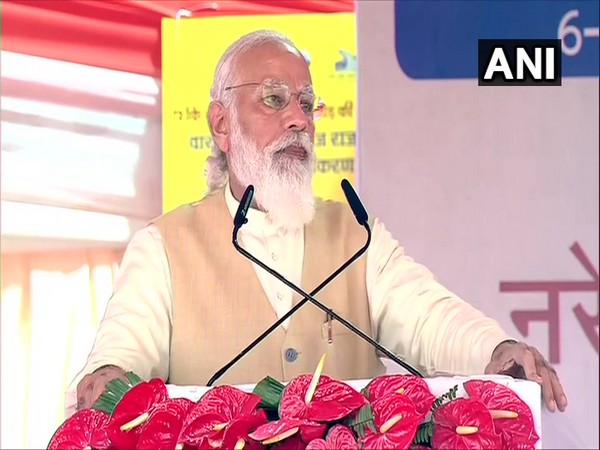 Prime Minister Narendra Modi addressing an event in Varanasi on Monday. (Photo/ANI)