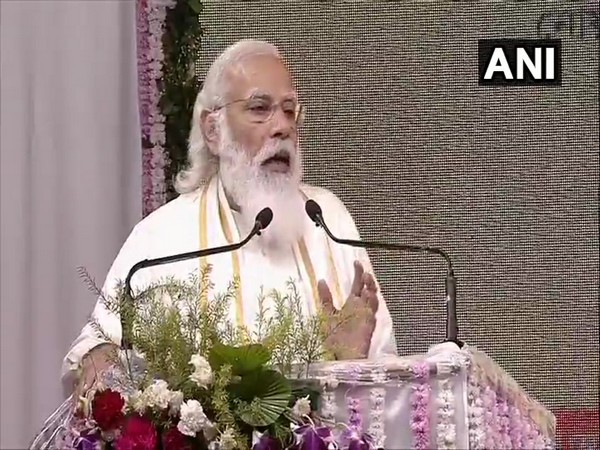PM Modi addressing at railway projects launch event in Hooghly, West Bengal. (Photo/ANI)