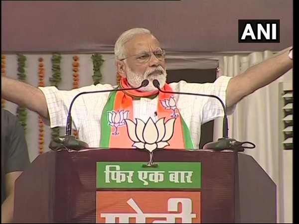 Prime Minister Narendra Modi addressing an election rally in Gondia, Maharashtra, on Wednesday. Photo/ANI