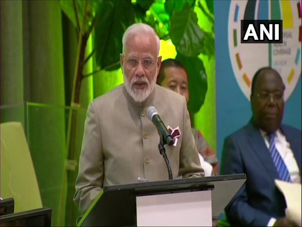 Prime Minister Narendra Modi speaking at the high-level meeting on Universal Health Coverage in New York on Monday (Photo/ANI)